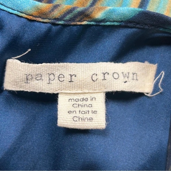 Anthropologie Paper Crown Women’s Blue and Brown Midi Dress Size 2 - Picture 16 of 16